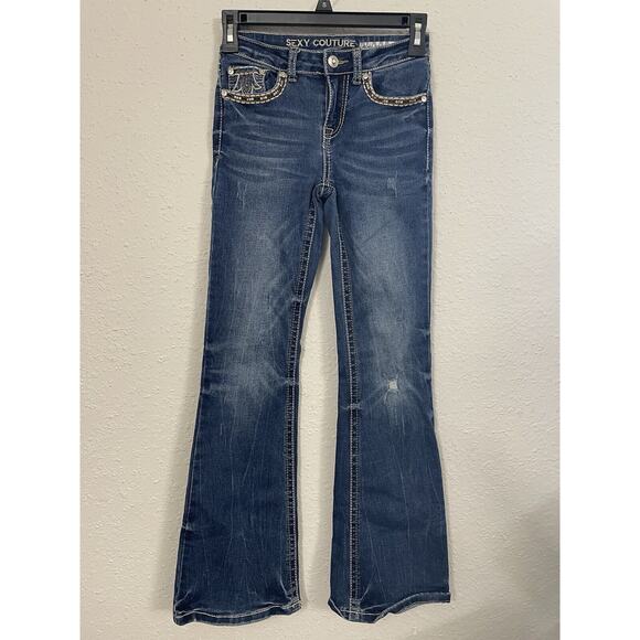 JUICY COUTURE girl’s Size 10 black stretch Boot cut jeans. POCKETS - Picture 3 of 6